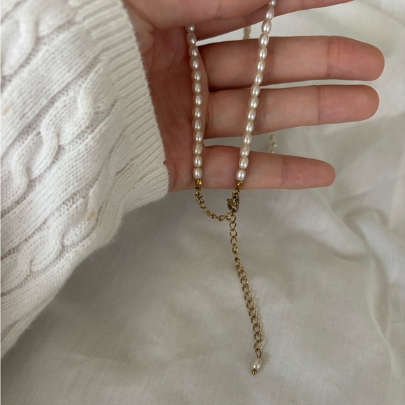 Stainless Steel Fake Pearl Necklace - Picture 2 of 3